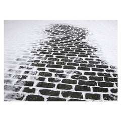 Aperturee - Snowy Black Masonry Street Winter Rubber Floor Mat