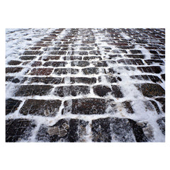 Aperturee - Snowy Black Street Masonry Winter Rubber Floor Mat