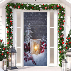 Aperturee - Snowy Wood Burning Candle Door Cover For Christmas