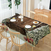 Aperturee - Snowy Xmas Tree Wooden Door Christmas Tablecloth
