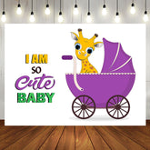 Aperturee - So Cute Purple Giraffe Stroller Baby Shower Backdrop