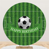 Aperturee Soccer With Green Field Happy Birthday Party Backdrop