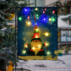 Aperturee - Solar Lighted Cute Elf Winter Christmas Garden Flag