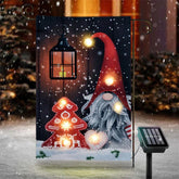 Aperturee - Solar Red Hat Gnome Christmas Tree Winter Garden Flag