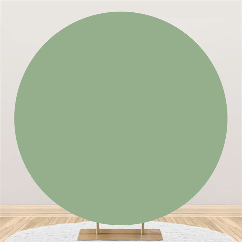 Aperturee - Solid Light Green Simple Round Backdrop For Birthday