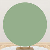 Aperturee - Solid Light Green Simple Round Backdrop For Birthday