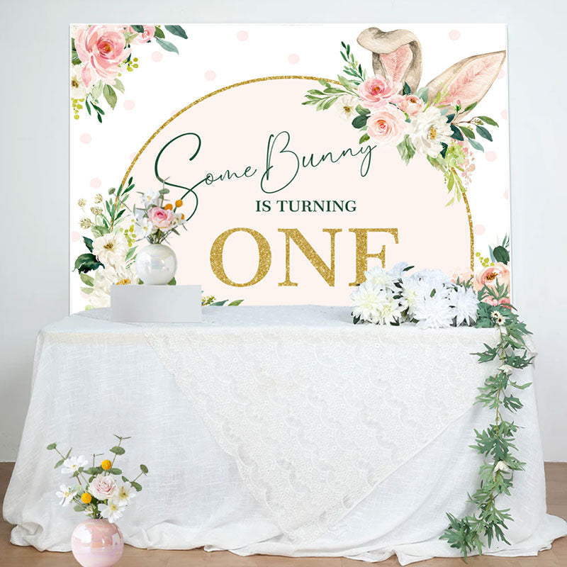 Aperturee - Some Bunny Ears Floral Girls 1st Birthday Backdrop