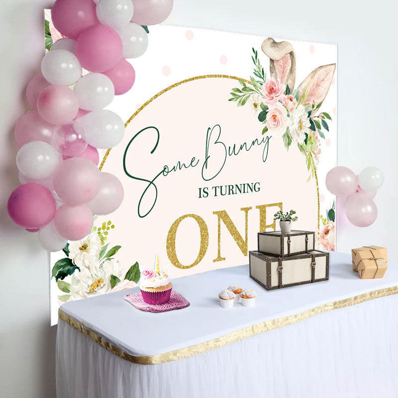 Aperturee - Some Bunny Ears Floral Girls 1st Birthday Backdrop