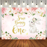Aperturee - Some Bunny Is Turning One Birthday Party Theme Backdrop