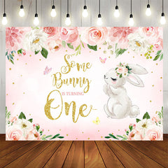 Aperturee - Some Bunny Is Turning One Birthday Party Theme Backdrop