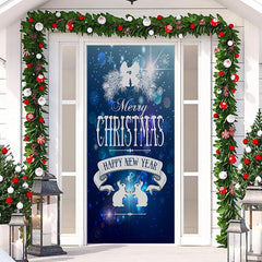 Aperturee - Sparkle Blue Happy New Year Christmas Door Cover