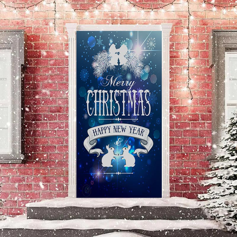 Aperturee - Sparkle Blue Happy New Year Christmas Door Cover