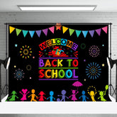 Aperturee - Sparkle Chidren Black Welcome Back To School Backdrop