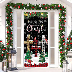 Aperturee - Sparkle Cross Tree Black Night Christmas Door Cover