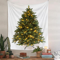 Aperturee - Sparkle Green Christmas Tree Family Wall Tapestry