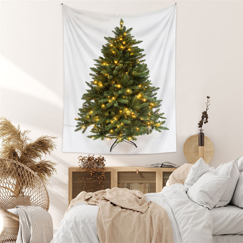 Aperturee - Sparkle Green Christmas Tree Family Wall Tapestry
