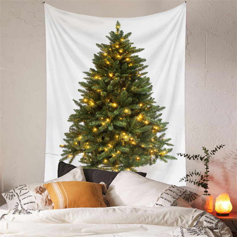 Aperturee - Sparkle Green Christmas Tree Family Wall Tapestry