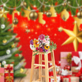 Aperturee - Sparkle Green Xmas Tree Gift Red Christmas Backdrop