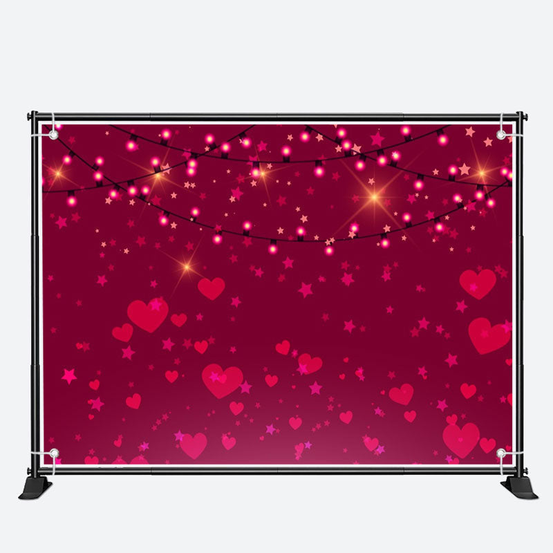 Aperturee - Sparkle Light Red Heart Star Valentines Day Backdrop