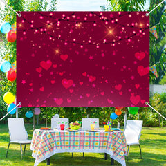 Aperturee - Sparkle Light Red Heart Star Valentines Day Backdrop
