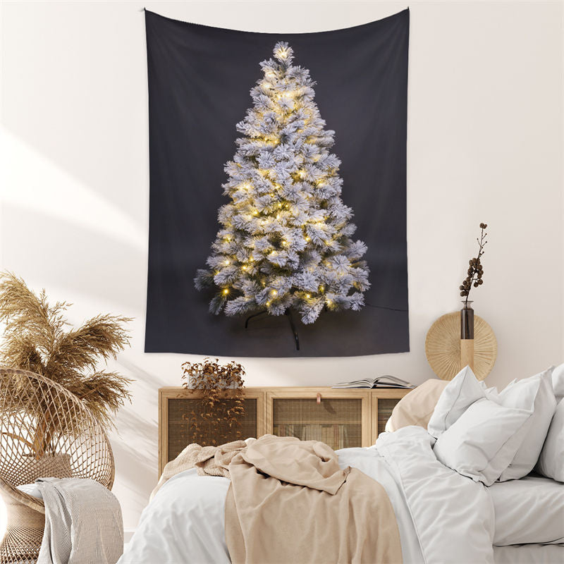 Aperturee - Sparkle Snowy Christmas Tree Tapestry Wall Hanging