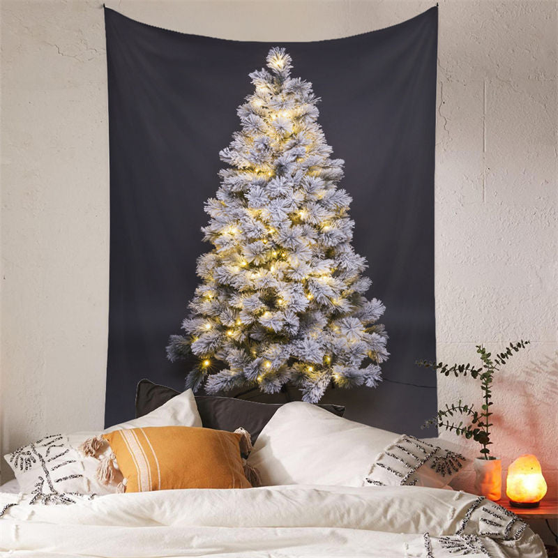 Aperturee - Sparkle Snowy Christmas Tree Tapestry Wall Hanging