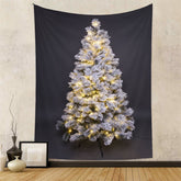 Aperturee - Sparkle Snowy Christmas Tree Tapestry Wall Hanging