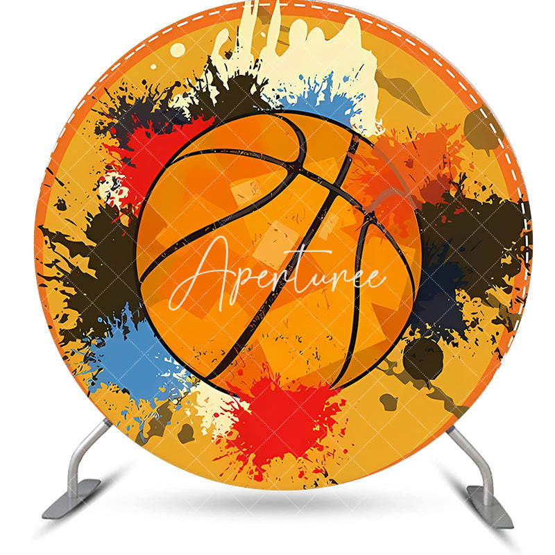 Aperturee - Splashing Graffiti Basketball Sports Round Backdrop
