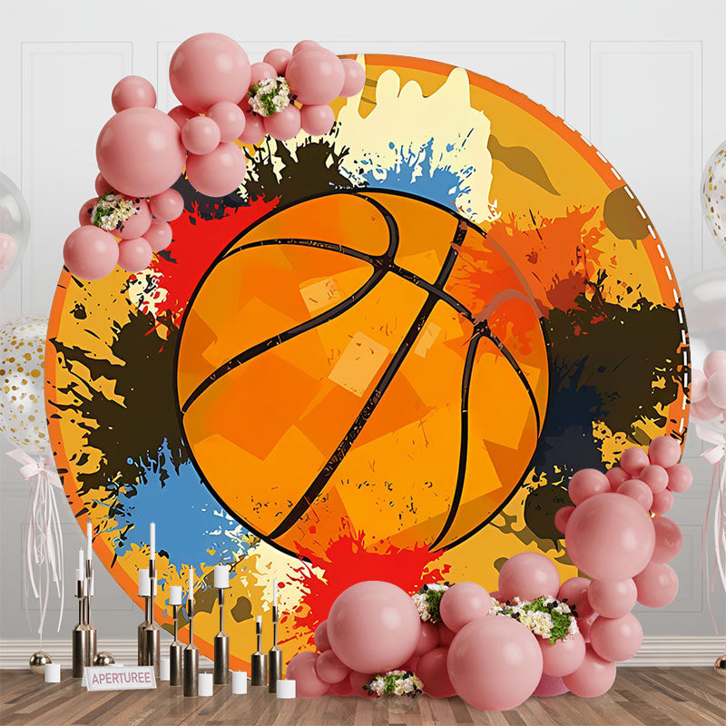 Aperturee - Splashing Graffiti Basketball Sports Round Backdrop