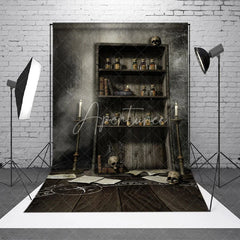 Aperturee - Spooky Wooden Cupboard Floor Halloween Photo Backdrop
