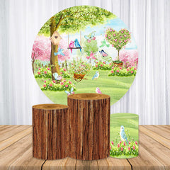 Aperturee Spring Birds Butterfly In The Garden Circle Backdrop Kit