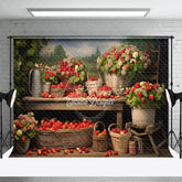 Aperturee - Spring Blue Sky Plant Strawberry Flowers Backdrop