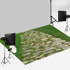 Aperturee - Spring Country Stone Road Weeds Photo Floor Mat