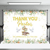 Aperturee - Spring Floral Leaf Gold Thank You Pastor Backdrop