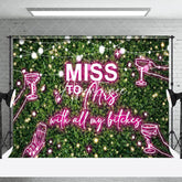 Aperturee - Greenery Pink Neon Miss To Mrs Bridal Shower Backdrop