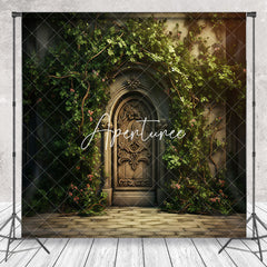 Aperturee - Spring Greenery Retro Door Maternity Photo Backdrop