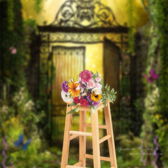 Aperturee - Spring Secret Iron Garden Gateway Photo Backdrop