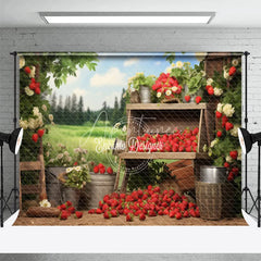 Aperturee - Spring Strawberry Shop White Flowers Sky Backdrop
