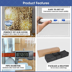 Aperturee - Aperturee Silver Pillow Cover Heavy Duty Tension Backdrop Frame