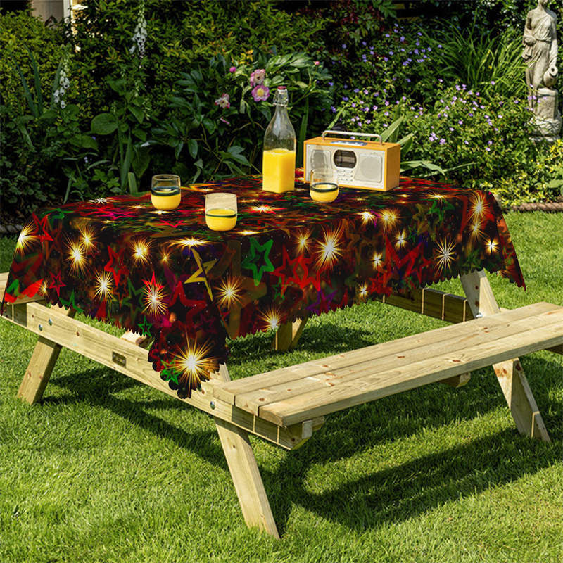 Aperturee - Star Light Christmas Rectangle Tablecloth for Family