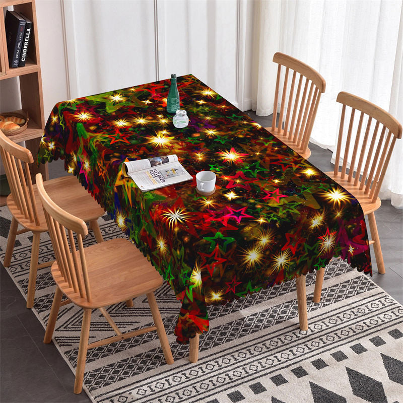 Aperturee - Star Light Christmas Rectangle Tablecloth for Family