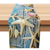 Aperturee - Starfish Wood Wall Fishing Net Coastal Table Runner
