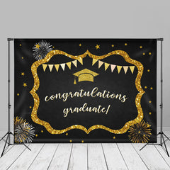 Aperturee - Stars Sparks Gold Black Grad Photo Booth Backdrop