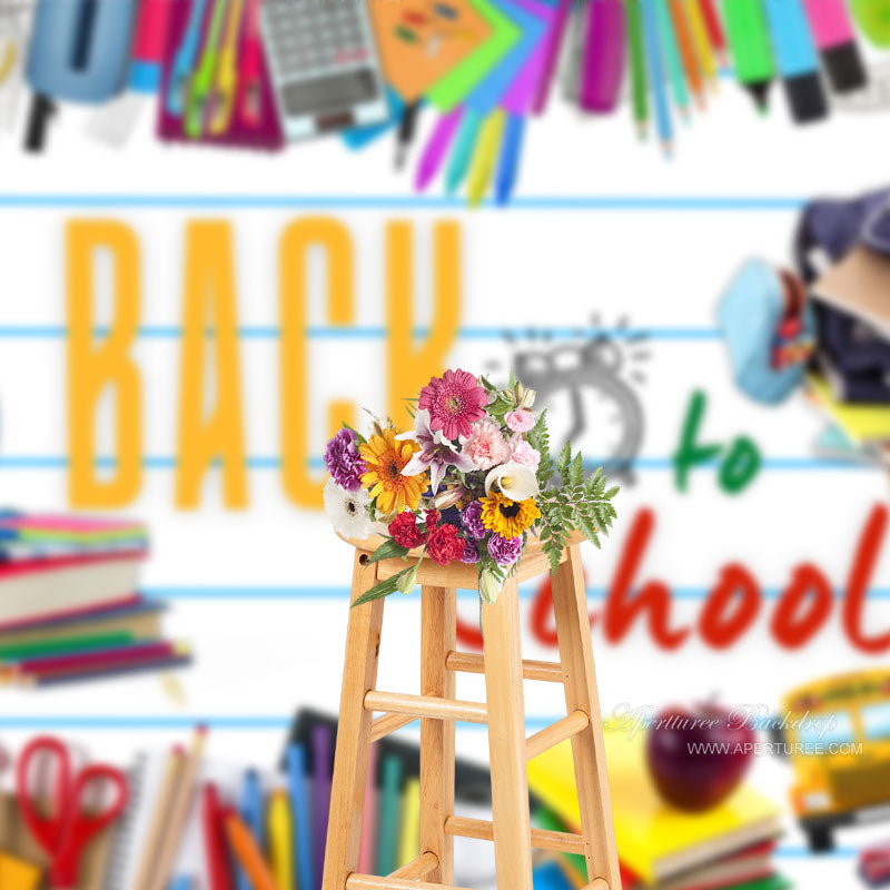 Aperturee - Stationeries Books Back To School Backdrop For Photo