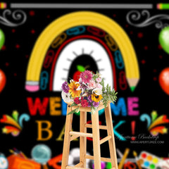 Aperturee - Stationeries Rainbow Balloon Back To School Backdrop