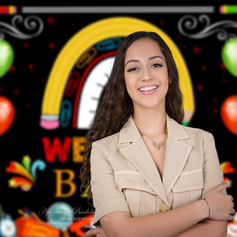 Aperturee - Stationeries Rainbow Balloon Back To School Backdrop