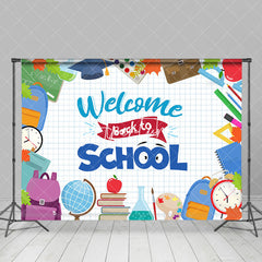 Aperturee - Stationery Plaid Welcome Back To School Backdrop