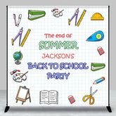 Aperturee - Stationery White Custom Name Back To School Backdrop
