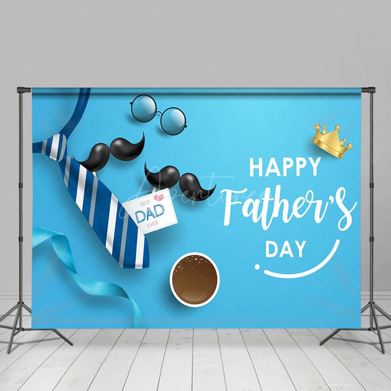 Aperturee - Stripes Tie Beard Coffee Blue Fathers Day Backdrop