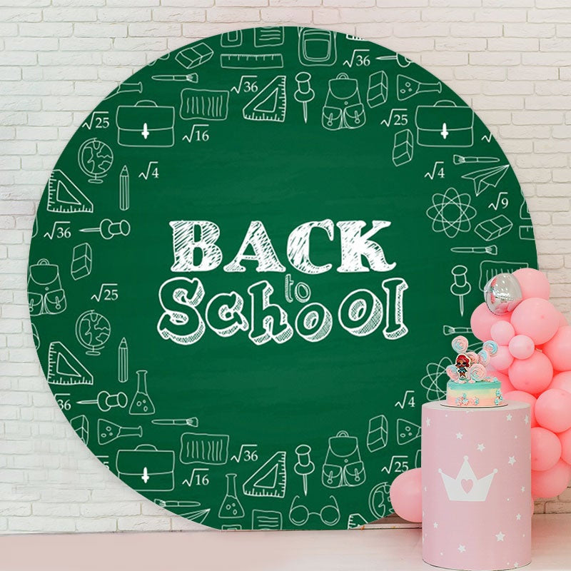 Aperturee - Study Pattern Round Green Back To School Backdrop